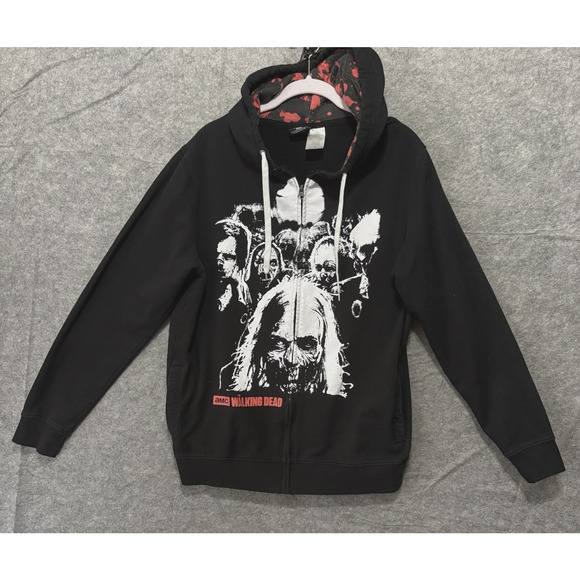 The Walking Dead Other - The Walking Dead Full Zip Hoodie AMC Mens Sz M Black Zombies Pocket